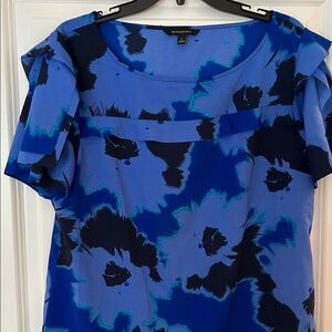 Blue and Black Floral Blouse